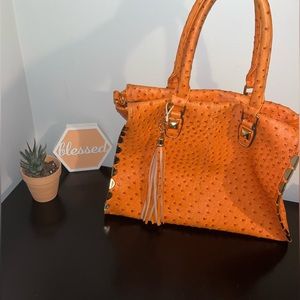 🧡 Orange Ostrich Bag with Tassel. 🧡